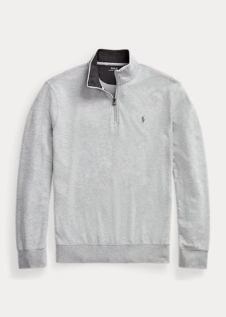 PRL Big & Tall Double-Knit Jersey 1/2 Zip Solid Pullover