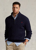 PRL  Cotton Cable Knit Quarter Zip Sweater