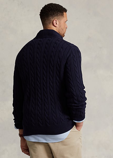 PRL  Cotton Cable Knit Quarter Zip Sweater