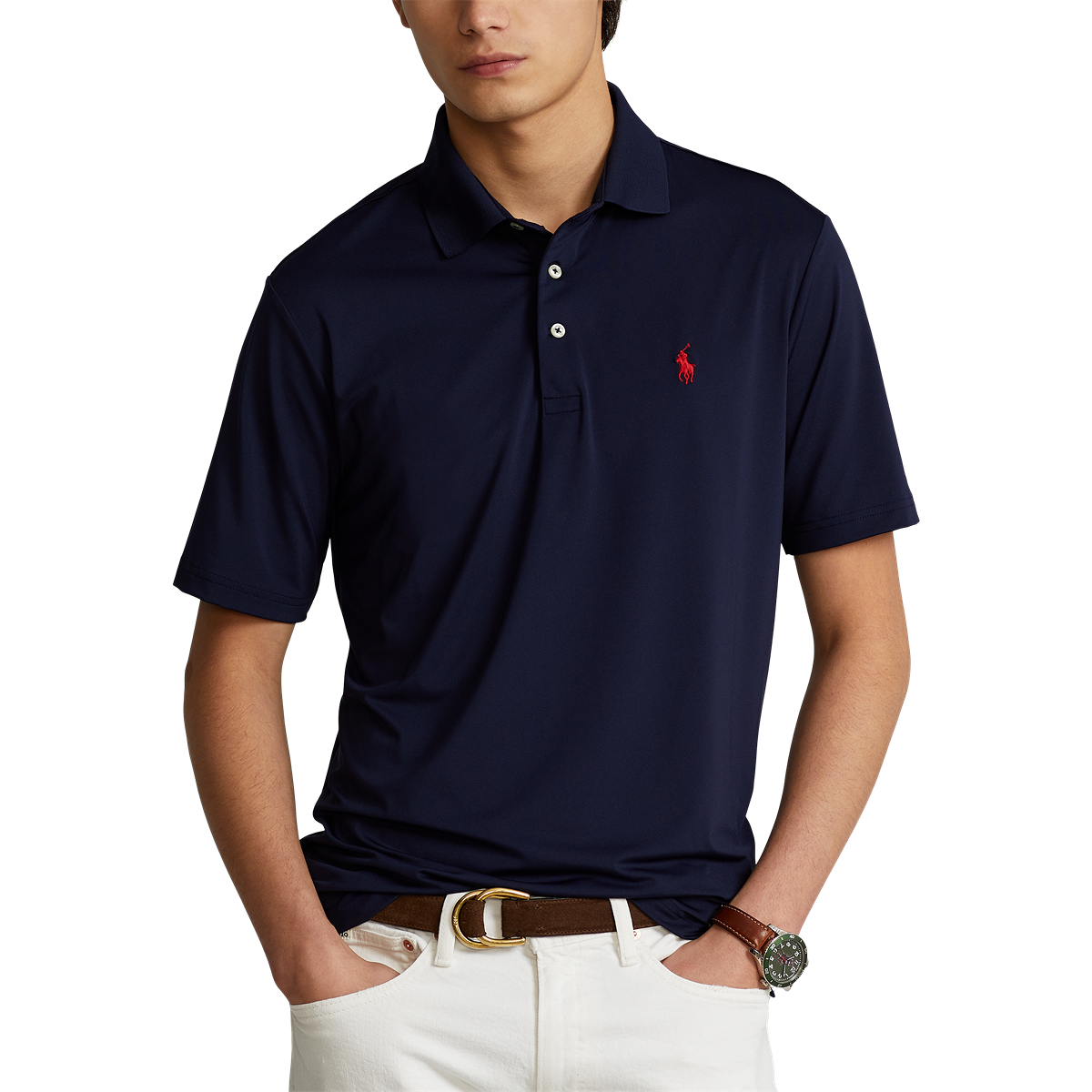 PRL Recycled Airflow Solid Knit Polo Shirt