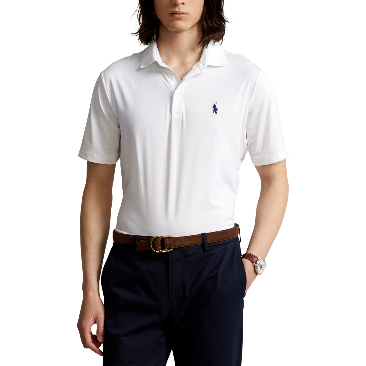 PRL Recycled Airflow Solid Knit Polo Shirt