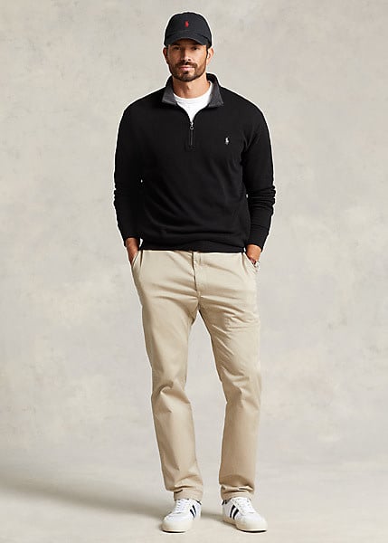 PRL Big & Tall Double-Knit Jersey 1/2 Zip Solid Pullover