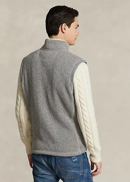 PRL Sweater Fleece Full-Zip Vest with Zipper Chest Pocket