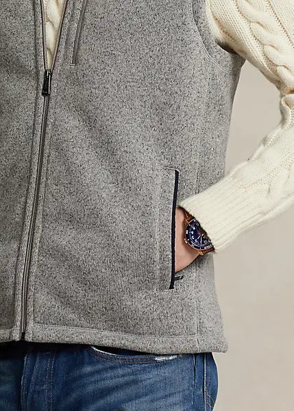 PRL Sweater Fleece Full-Zip Vest with Zipper Chest Pocket