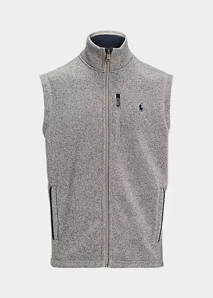 PRL Sweater Fleece Full-Zip Vest with Zipper Chest Pocket