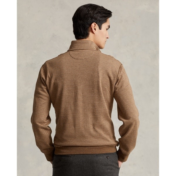 PRL Double Knit Jersey 1/2 Zip Stripe Pullover