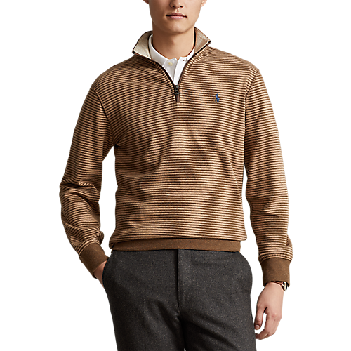 PRL Double Knit Jersey 1/2 Zip Stripe Pullover