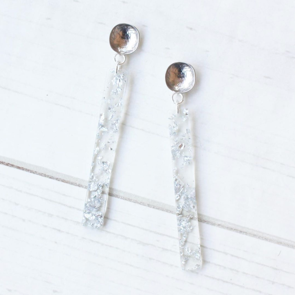 Virtue - Hammered Acrylic Bar Earrings