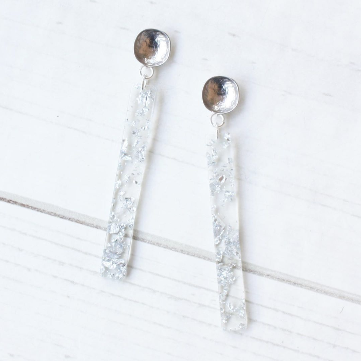 Virtue - Hammered Acrylic Bar Earrings