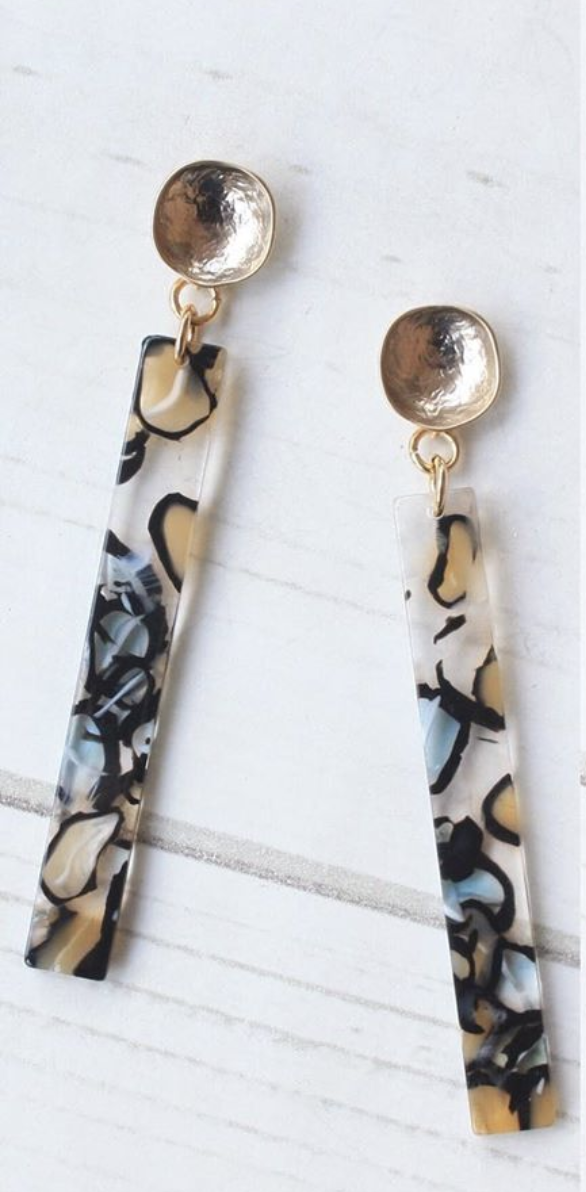 Virtue - Hammered Acrylic Bar Earrings