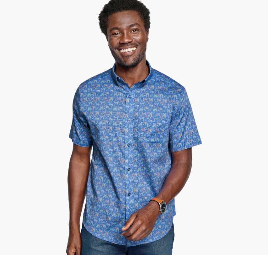 Johnston & Murphy Short Sleeve Printed Cotton Shirt