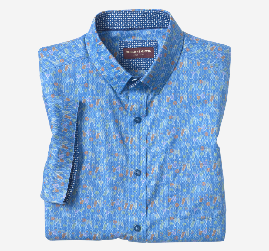 Johnston & Murphy Short Sleeve Printed Cotton Shirt