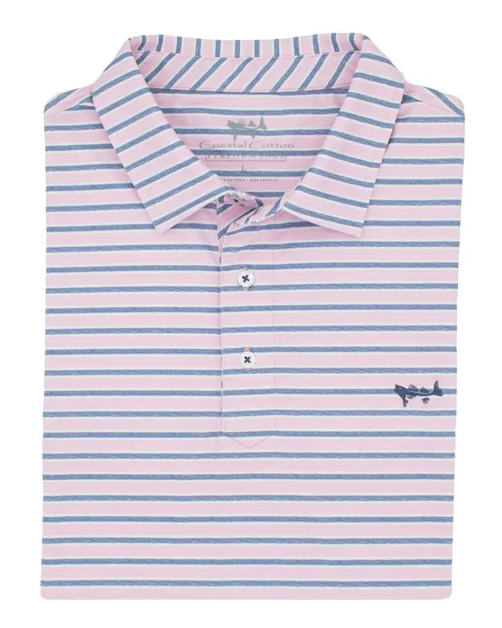 Coastal Cotton Stripe Performance Polo