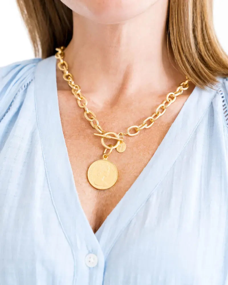 Susan Shaw Handcast Queen Elizabeth Coin Necklace