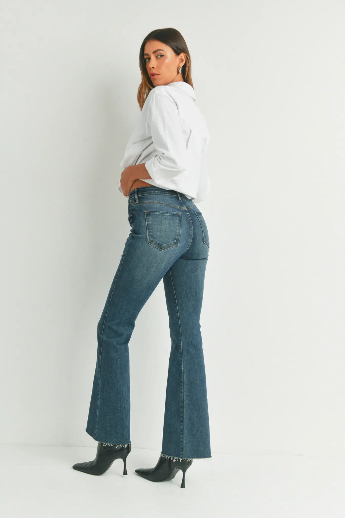 Just Black High Rise Scissor Cut Flare Jeans