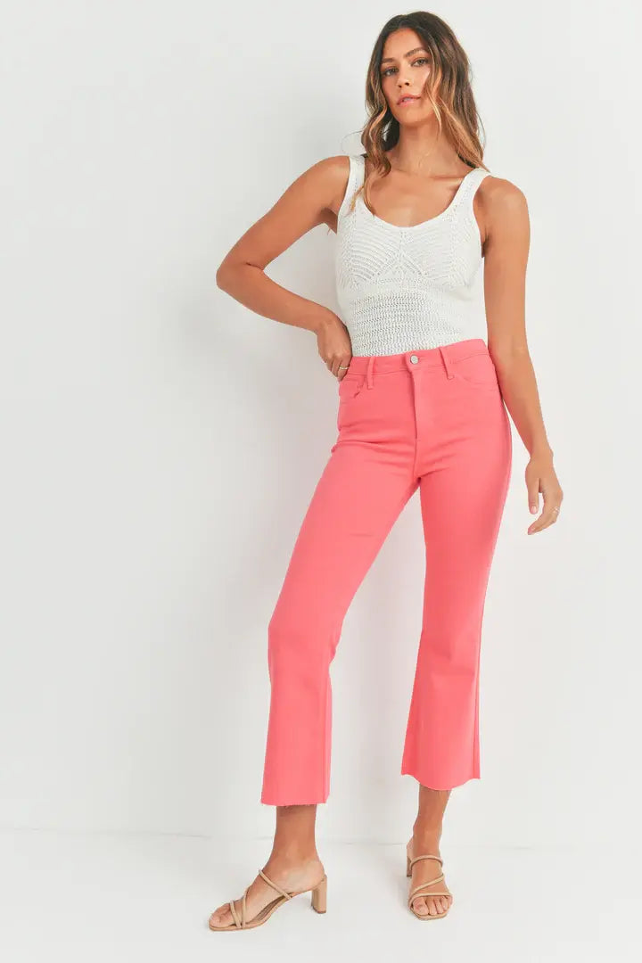 Just Black High Rise Tonal Demi Cropped Flare Jeans