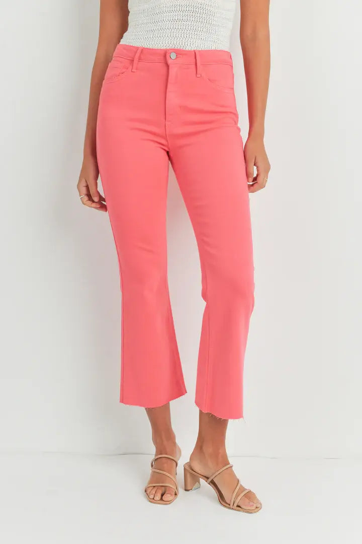 Just Black High Rise Tonal Demi Cropped Flare Jeans
