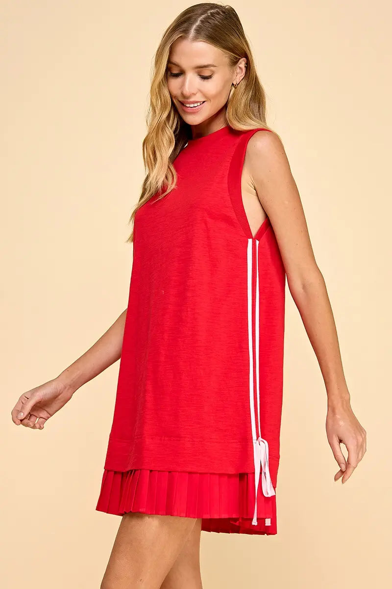 TCEC Mixed Media Side Striped Detail Knit Dress