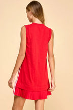 TCEC Mixed Media Side Striped Detail Knit Dress