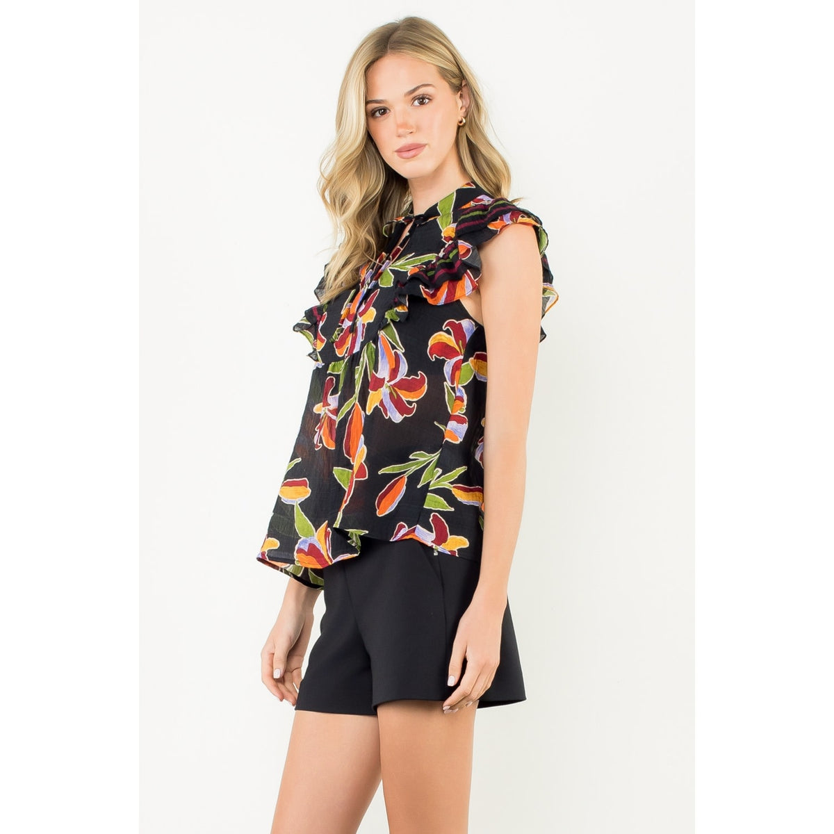 THML Flutter Sleeve Floral Top