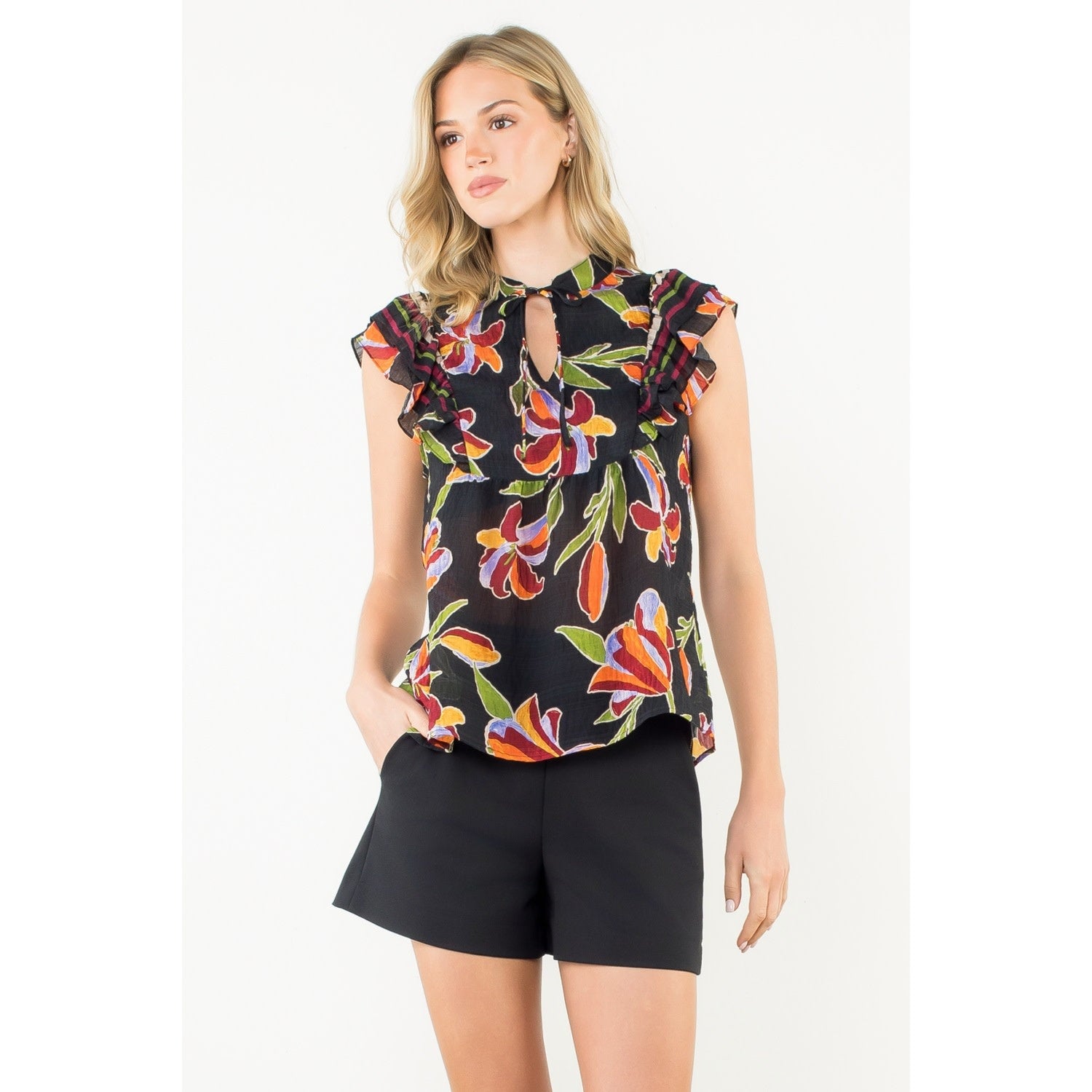 THML Flutter Sleeve Floral Top