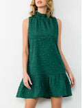 THML Ruffled Neck Sleeveless Textured Dress