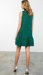 THML Ruffled Neck Sleeveless Textured Dress