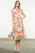 THML Flutter Sleeve Print Maxi Dress