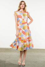 THML Flutter Sleeve Print Maxi Dress