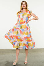 THML Flutter Sleeve Print Maxi Dress
