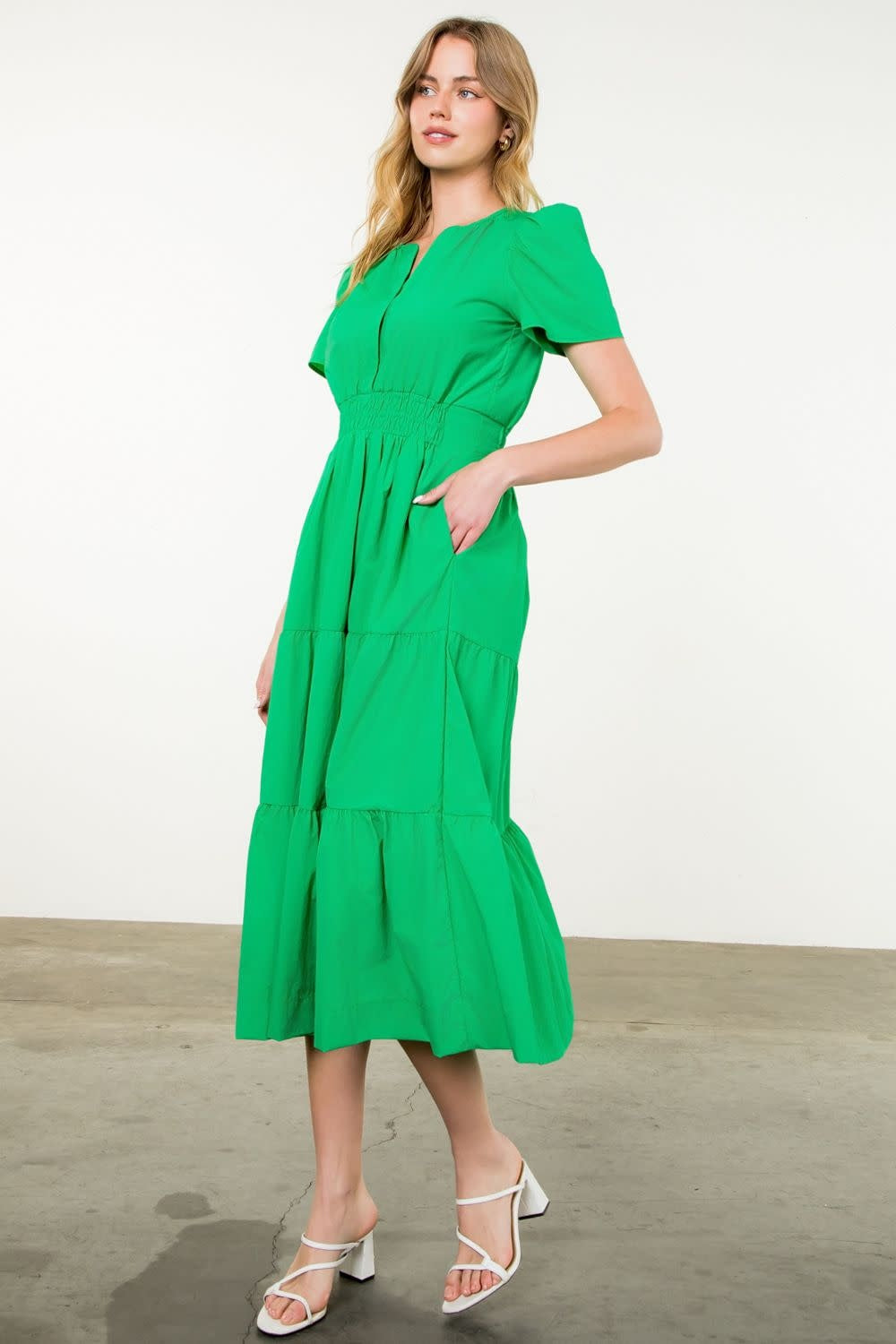 THML Poplin Tiered Maxi Dress