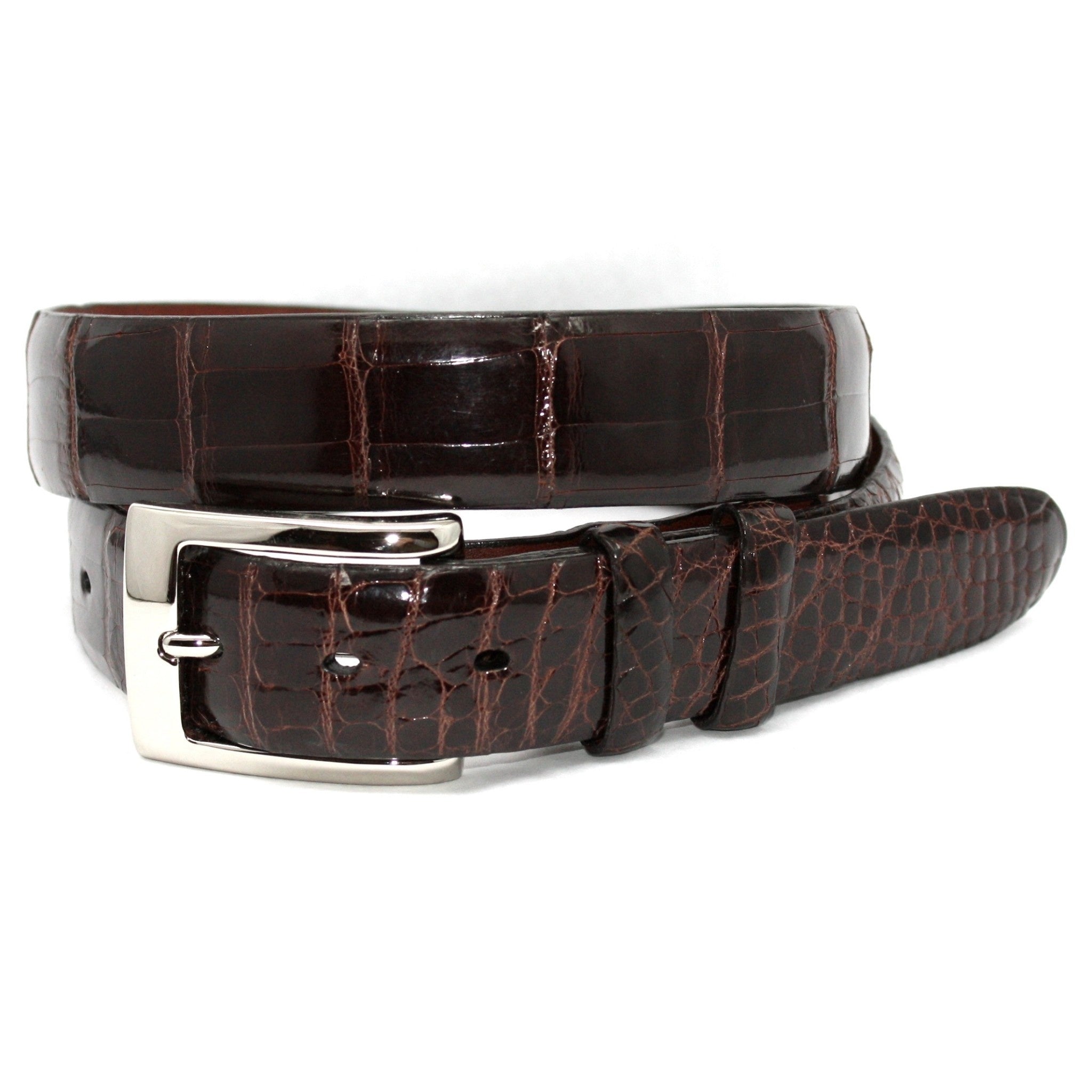 Torino - Genuine American Alligator Belt - Brown, Size 38