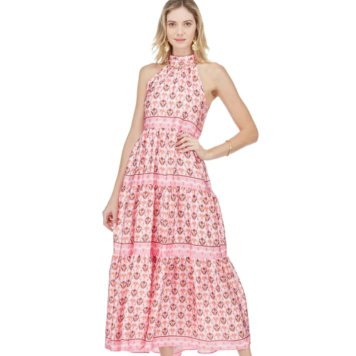 Jade Melody Tam Cinch Neck Halter Maxi Dress