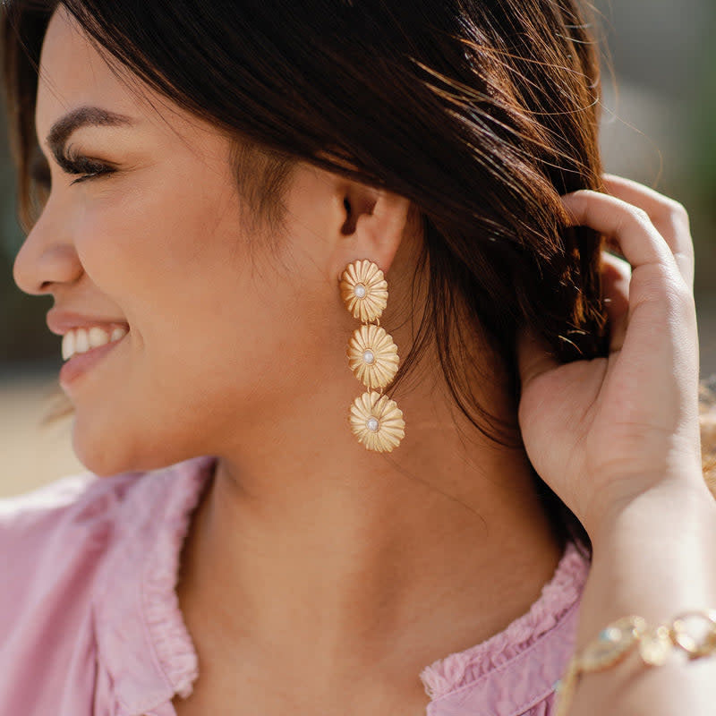 Susan Shaw Connie Pearl Triple Stack Earrings