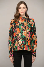 Fate by LFD Tucked Detail Lace Insert Blouse