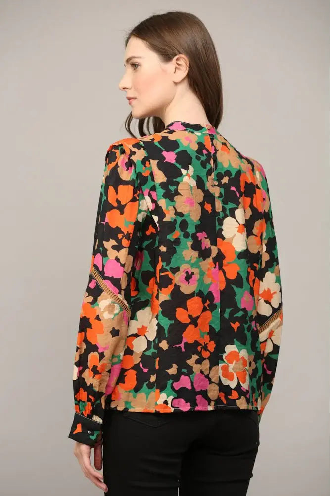 Fate by LFD Tucked Detail Lace Insert Blouse