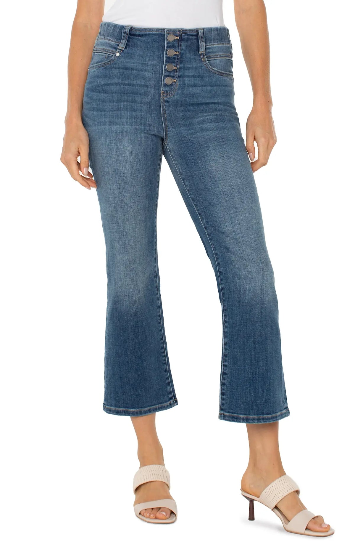 Liverpool The Gia Glider® Crop Flare W/ Exposed Button
