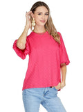 Joy Joy Pattern Balloon Sleeve Pullover