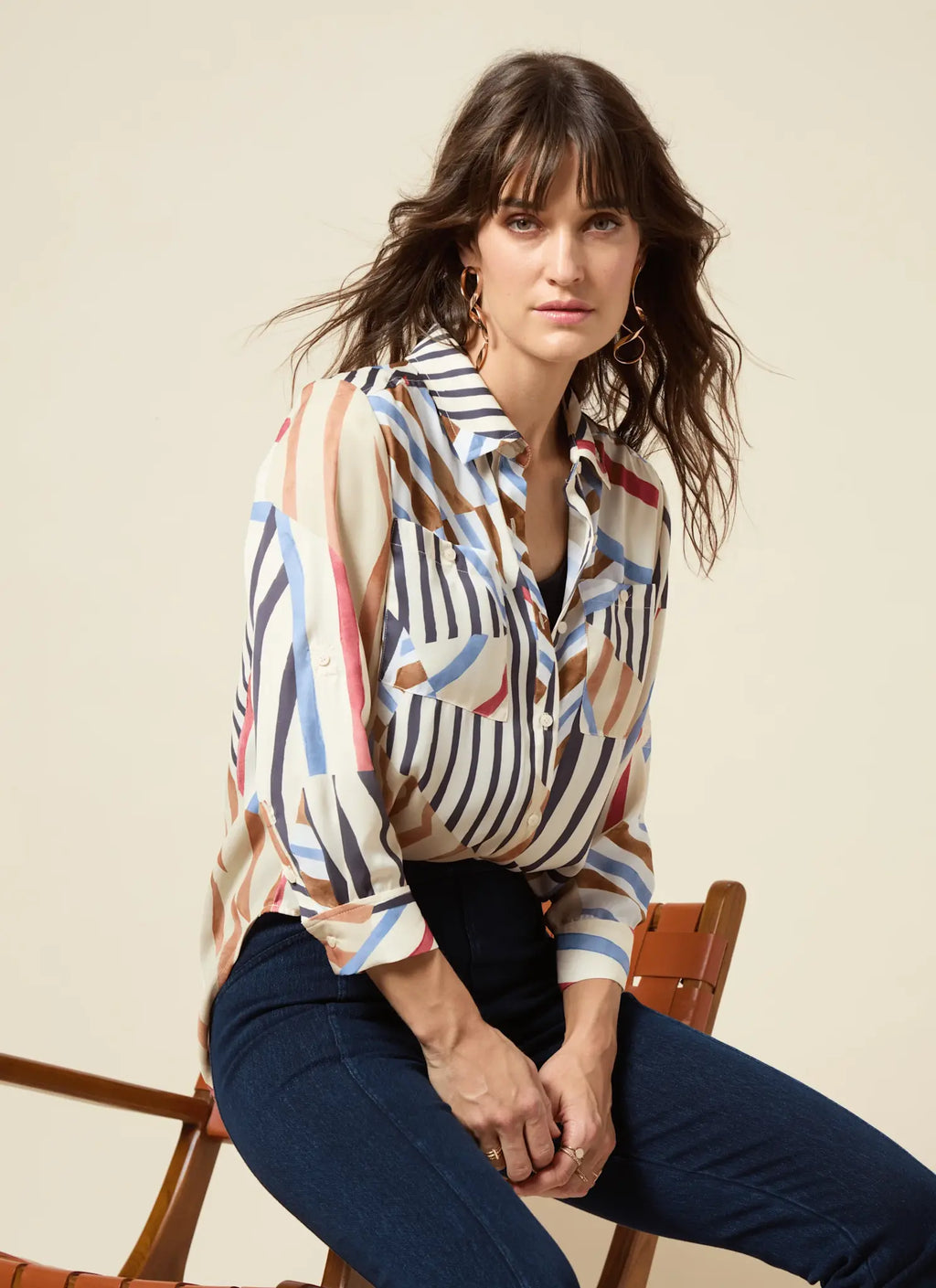 Lyssé Yesenia Roll Tab Utility Shirt