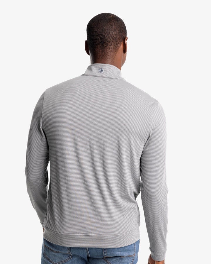 Southern Tide Cruiser Heather Micro Striped Performance Quarter Zip Pullover