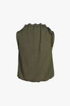 Naked Zebra Cinched Mocked Neck Sleeveless Top