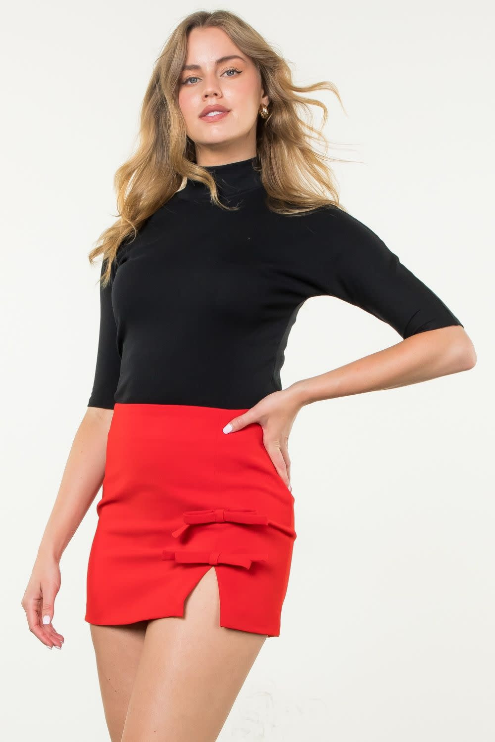 THML Bow Detail Slit Skirt