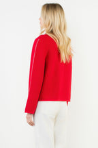 THML Collared Contrast Stitch Knit Cardigan