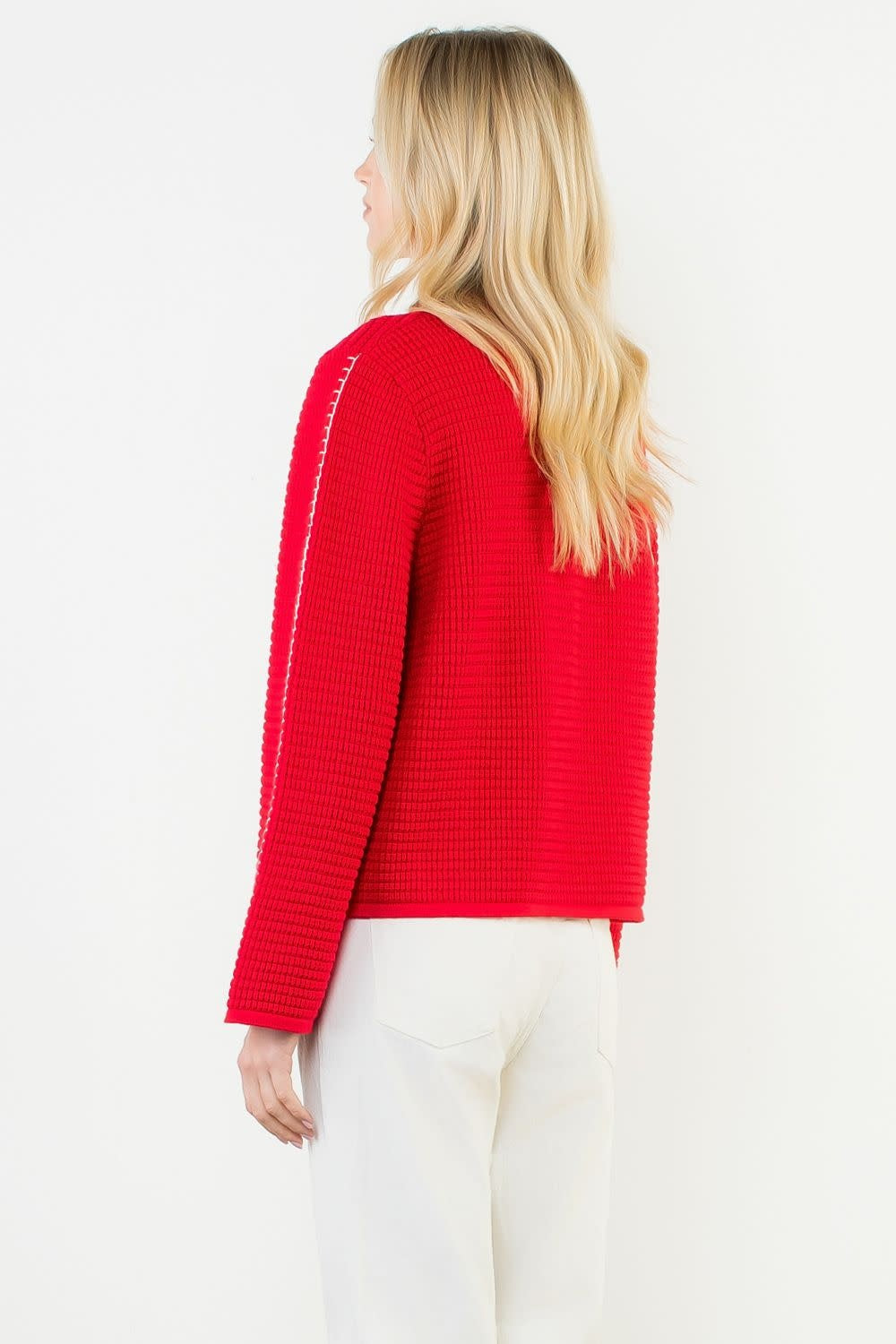 THML Collared Contrast Stitch Knit Cardigan