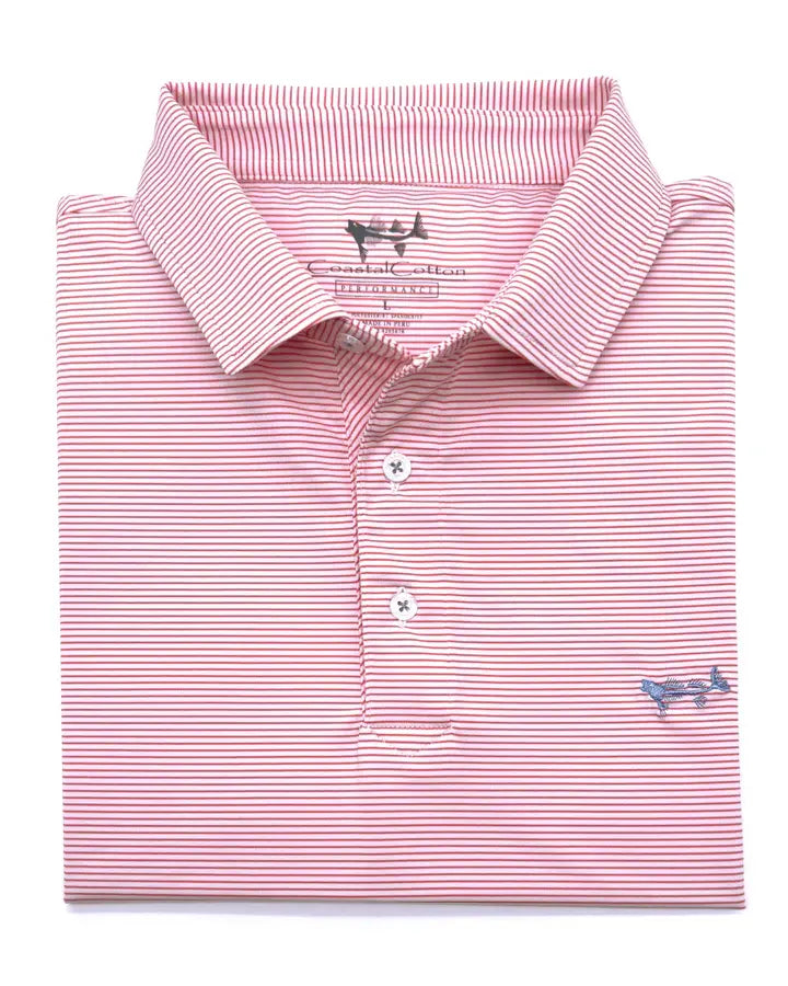 Coastal Cotton Yarn Dyed Stripe Performance Polo
